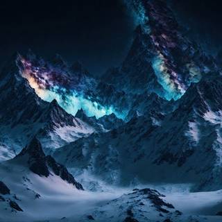 Majestic Aurora Borealis over Snow-Capped Mountains
