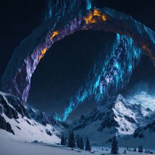 Majestic Aurora Borealis over Snow-Capped Mountains