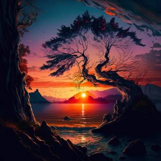 BEAUTIFUL SUNSET With A TREE WALLPAPER