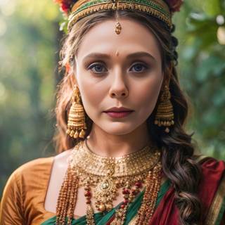 Elizabeth Olsen Indian Attire 4k