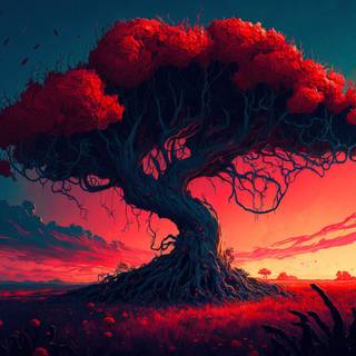red fantasy tree
