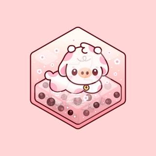 Cute Pink Boba Cow