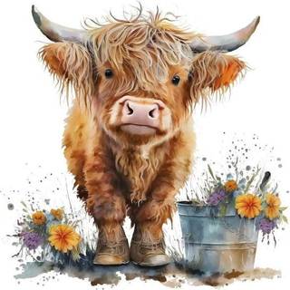 Highland cow drawing