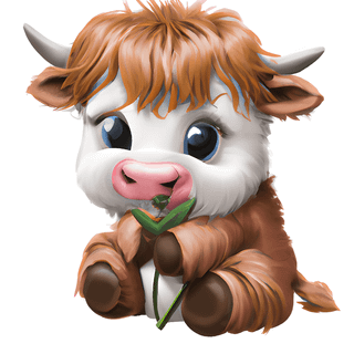 Anime miniature highland cow