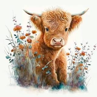 Miniature highland cow