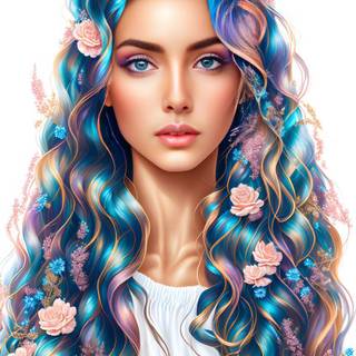 Girl with blue hair