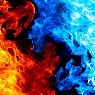 red x blue fire