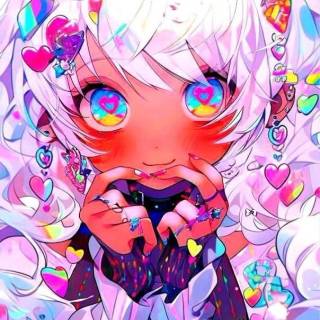 Rainbow-core anime girl