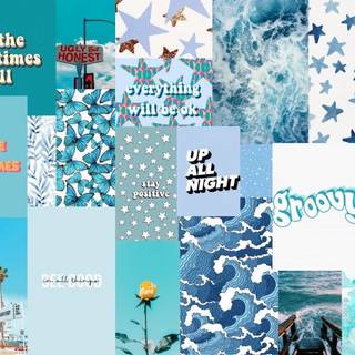 Aesthetic collage blue waves rose