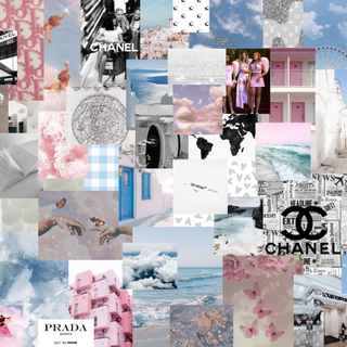 Aesthetic collage pink Chanel clouds