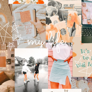 Aesthetic collage peach Starbucks