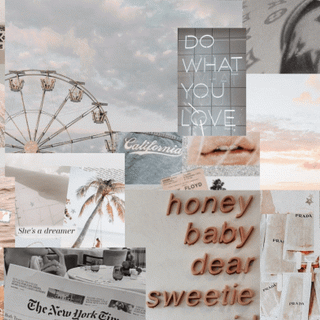 Aesthetic collage beige ferris wheel