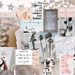 Aesthetic collage beige pink quotes bunny
