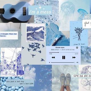 Aesthetic collage blue music waves