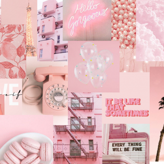 Aesthetic collage pink balloons