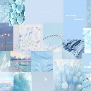 Aesthetic collage light blue shells quartz