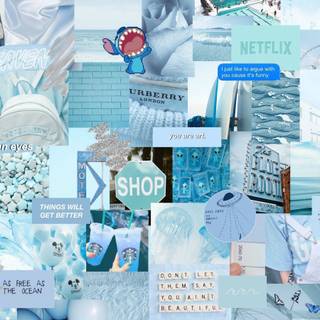 Aesthetic collage light blue Stitch