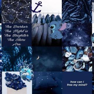 Aesthetic collage dark blue Stitch