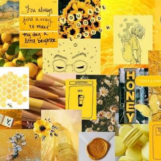 Aesthetic collage yellow bee sunflower