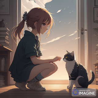 Anime Girl With Her Pet Cat Profile Picture