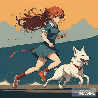 Anime Girl Working Out With Her Dog Profile Picture