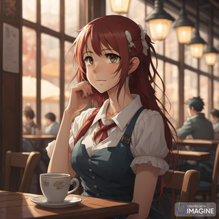 Anime Girl At The Cafe Profile Picture