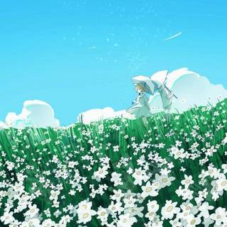 The Promised Neverland Flower Field Desktop Wallpaper