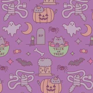 Pusheen Halloween Phone Wallpaper