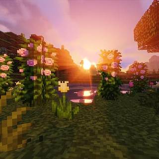 Aesthetic Minecraft Sunset Desktop Wallpaper