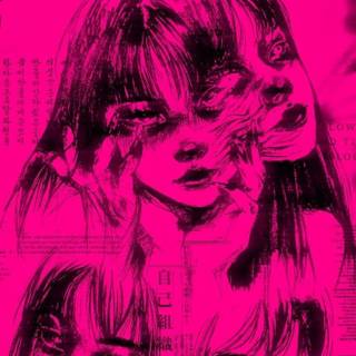 Neon Pink Melted Face Girl