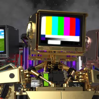 Chiptos X 3D Robot CRT TV Head Monitor 4K NFT Wallpaper Desktop Background Metals