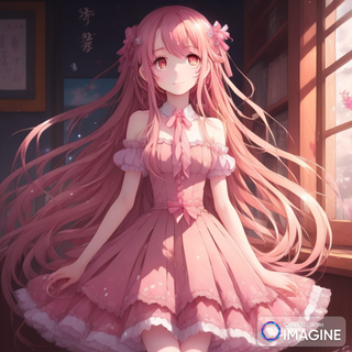 Kawaii Anime Girl in a Pretty Dress