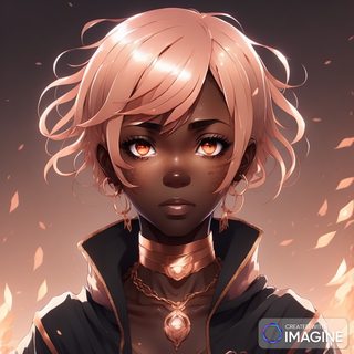 Black Anime Girl With Short Rose Gold Hair