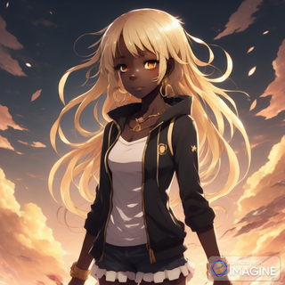 Black Anime Girl with Luxurious Blonde Hair
