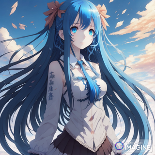 Blue Haired Anime Girl Iin Nature