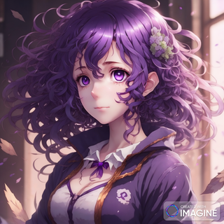 Purple Haired Curly Anime Girl