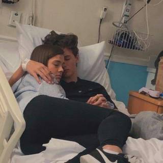 Me at the hospital and My sister hugging me