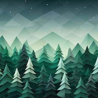 Geometric Landscape in Half Poly Style