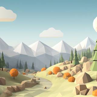 Geometric Landscape in Half Poly Style