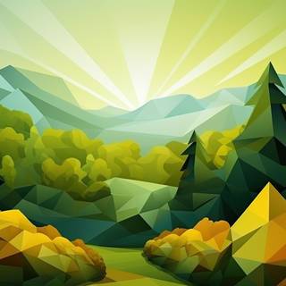 Geometric Landscape in Half Poly Style