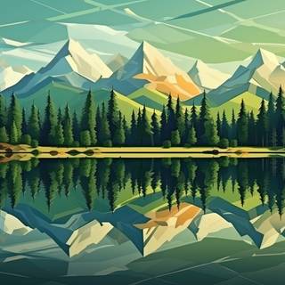 Geometric Landscape in Half Poly Style