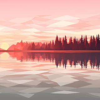 Geometric Landscape in Half Poly Style