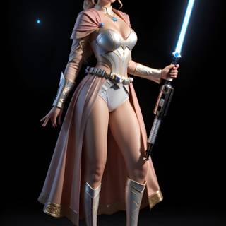 Hyper Realistic Princess Peach Jedi Star Wars Crossover in 32K Ultra HD