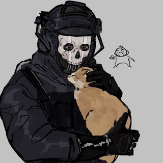 Ghost from COD with a Kitty