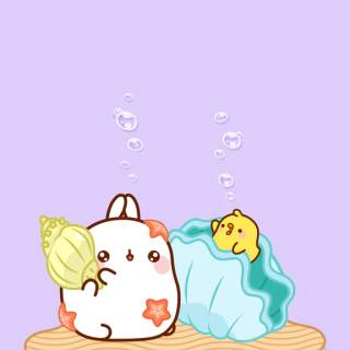 Molang And Piu-Piu With Shells