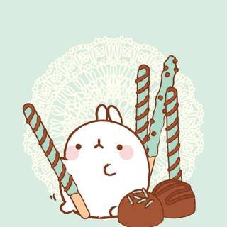 Molang with mint choc chip pocky
