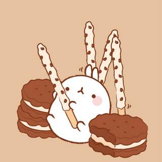 Molang with cookies and cream pocky