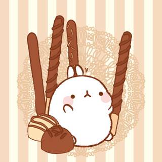 Molang with chocolate pocky