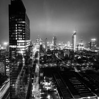 black and white city