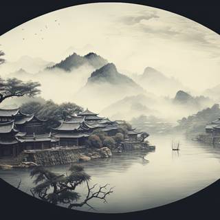 Serene Chinese Village Landscape